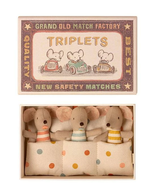 Maileg Triplets Baby Mice In Matchbox
