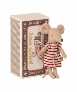 Maileg Big Sister Mouse In Matchbox Striped Dress