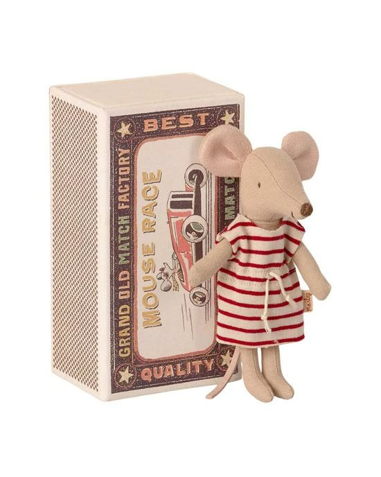 Maileg Big Sister Mouse In Matchbox Striped Dress