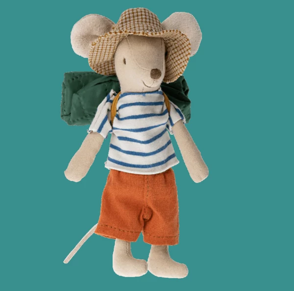 Maileg Blue and Cream Stripe T-Shirt Big Brother Hiker Mouse