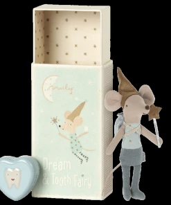 Maileg Tooth Fairy Mouse In Matchbox Blue