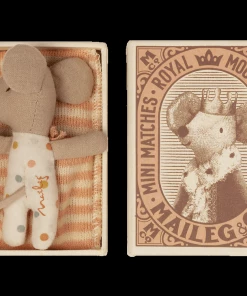 Maileg Baby Topolina Che Dorme Pois Arcobaleno E Righe Rosa E Salmone