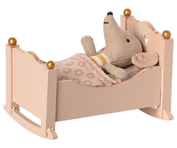 Maileg Cradle, Baby Mouse - Rose