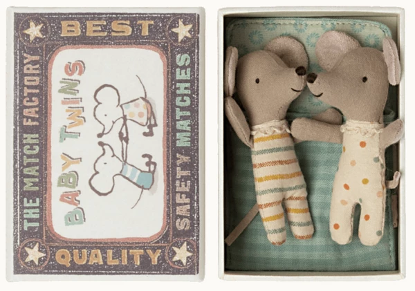 Maileg Twins Baby Mice in A Matchbox