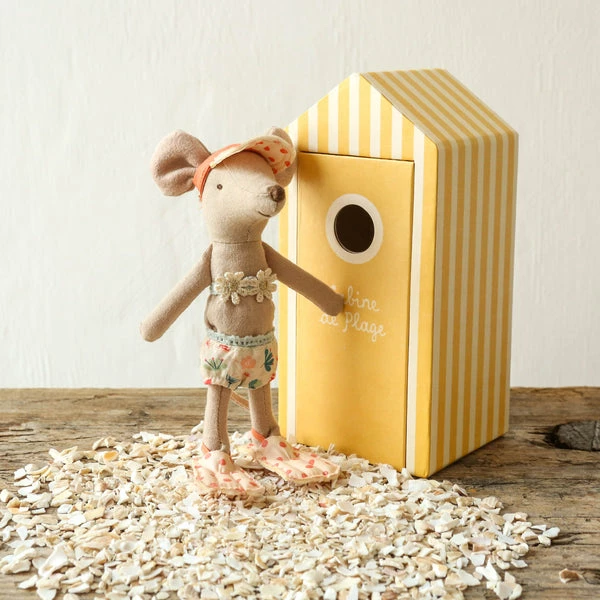 Maileg Beach Mice - Big Sister In Cabin De Plage Toy