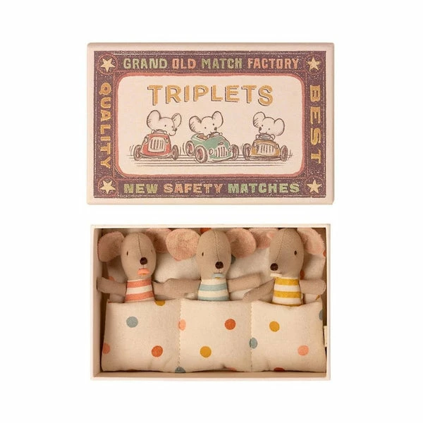 Maileg Baby Mice - Triplets In A Matchbox