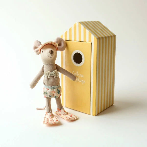 Maileg Beach Mice - Big Sister In Cabin De Plage Toy