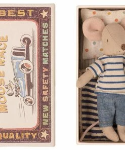 Maileg Big Brother Mouse In A Matchbox - Blue Stripe