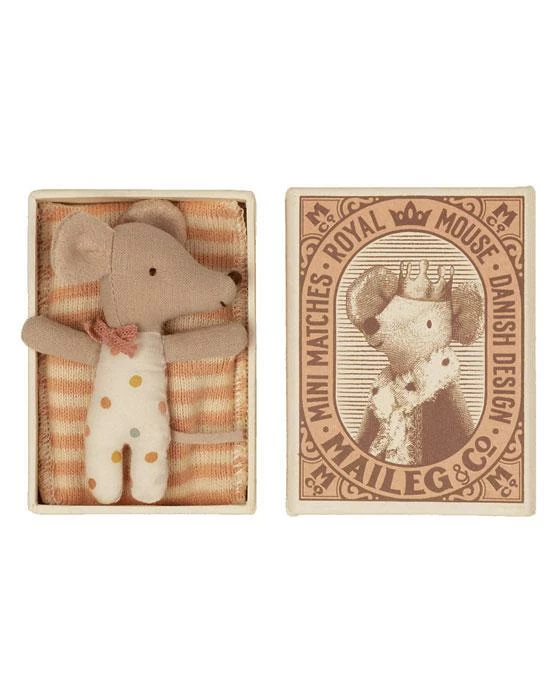 Maileg Baby Mouse In Matchbox Sleepy Wakey Girl