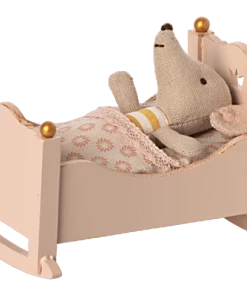 Maileg Cradle Baby Mouse Rose