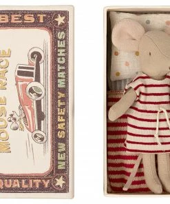 Maileg Big Sister Mouse in Matchbox Red & White Stripes