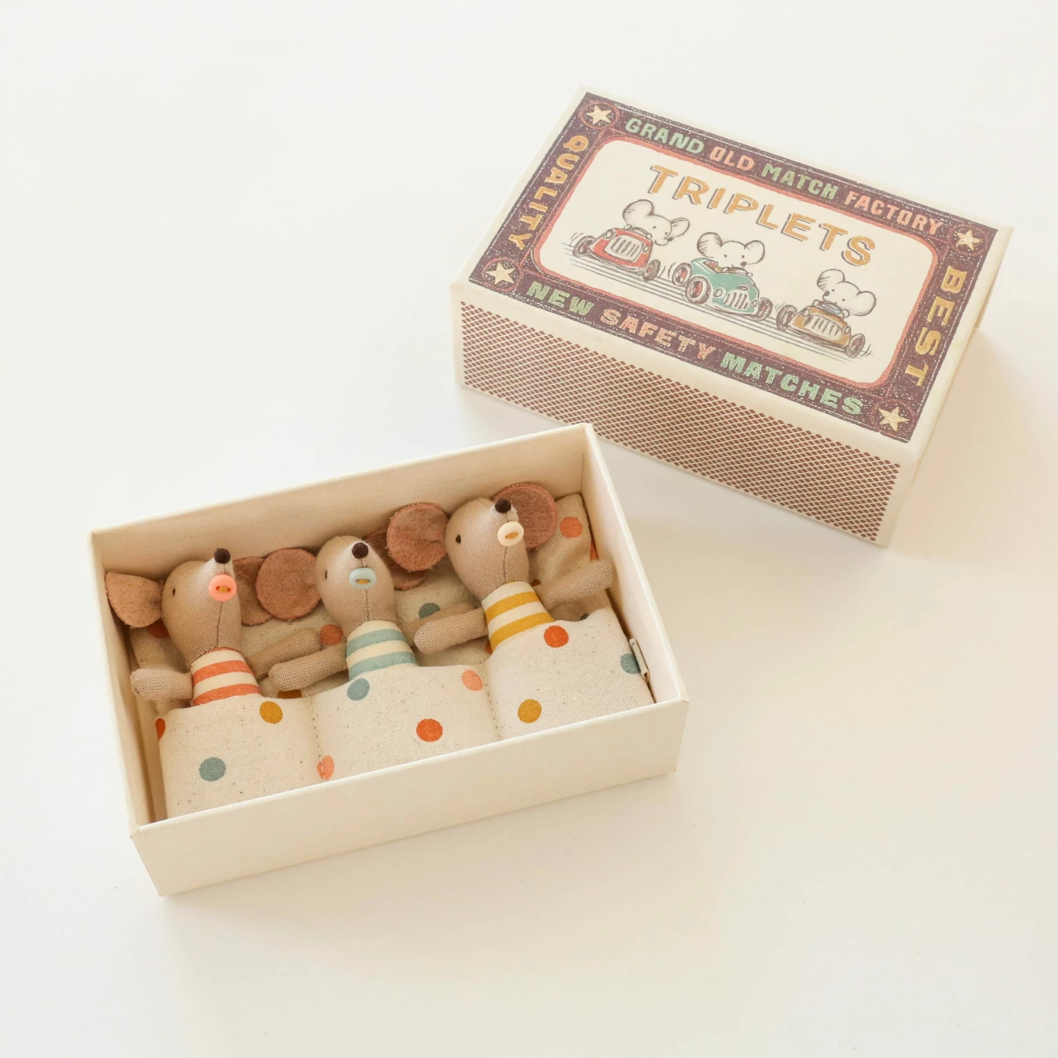 Maileg Baby Mice Triplet Toys In Matchbox