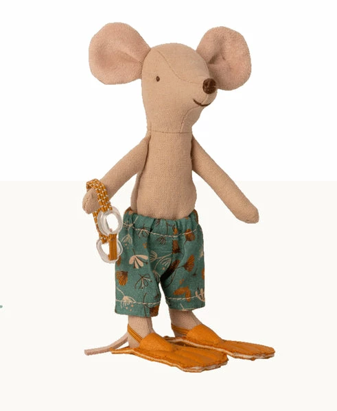 Maileg - Beach Collection - Cabin De Plage & Big Brother Mouse