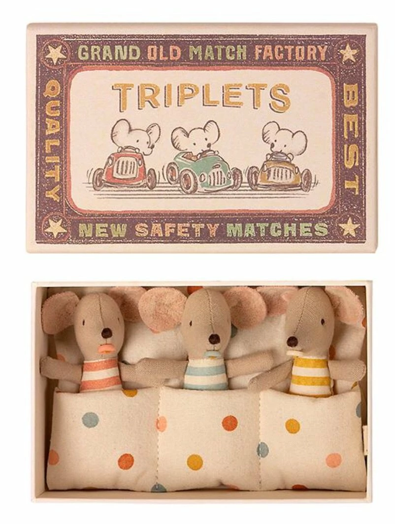 Maileg Baby Mice Triplets In Matchbox