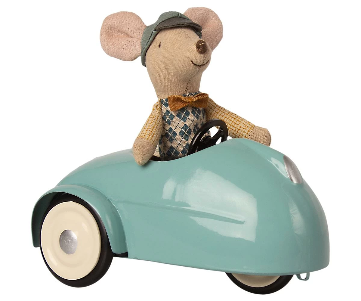 Maileg Little Brother Mouse Car With Garage Blue