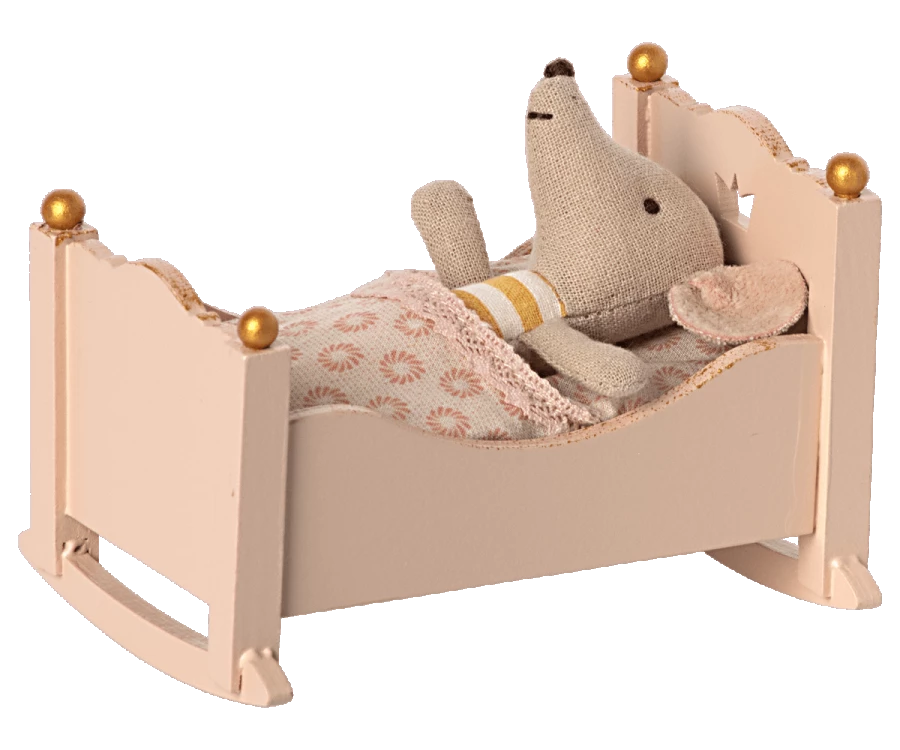 Maileg Rose Cradle, Baby Mouse - Maileg