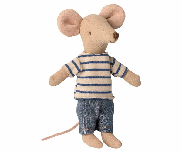 Maileg Big Brother Mouse In A Matchbox - Blue Stripe