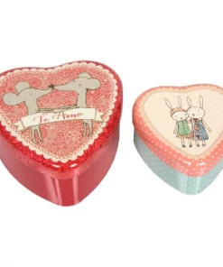 Maileg Set of 2 Mini Metal Heart Boxes