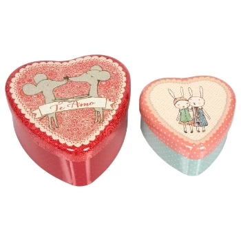 Maileg Set of 2 Mini Metal Heart Boxes