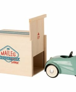 Maileg Little Brother Mouse With Blue Car and Garage