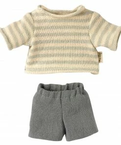 Maileg Light Blue and Natural Shirt and Shorts for Junior Teddy