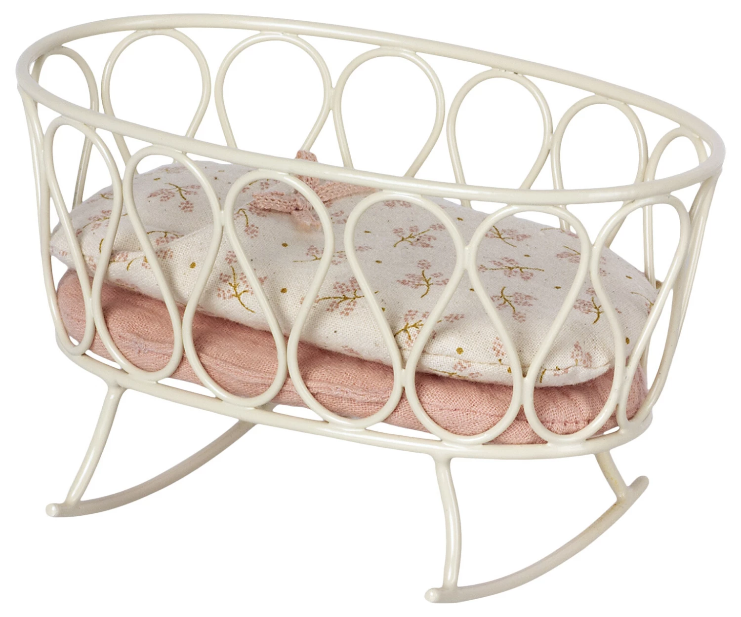 Maileg Micro White Cradle With Sleeping Bag