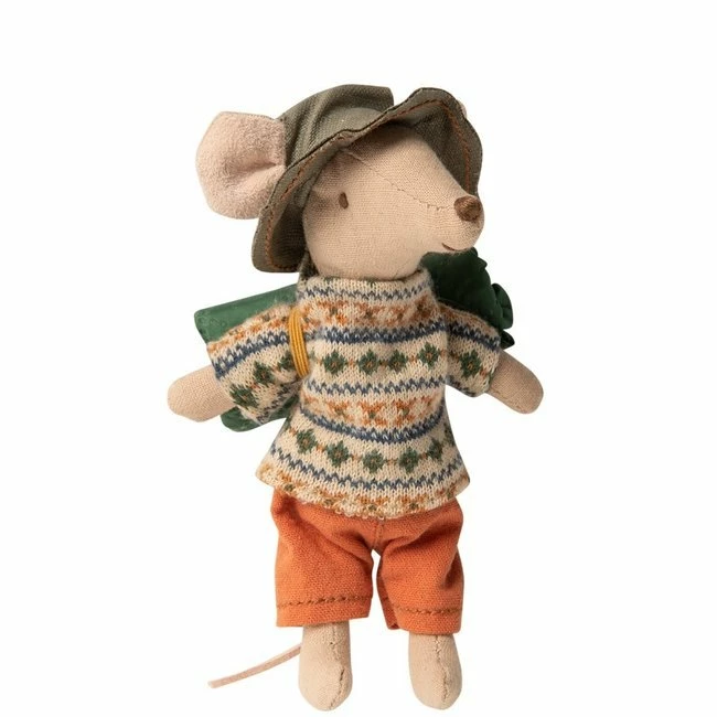 Maileg Hiker Big Brother Mouse in His Pneumatic Boat
