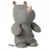 Maileg Small Blue Linen and Polyester Safari Friends Rhino Toy