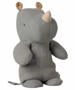 Maileg Small Blue Linen and Polyester Safari Friends Rhino Toy