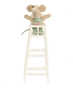 Maileg White Wooden High Chair with Small Carved Heart