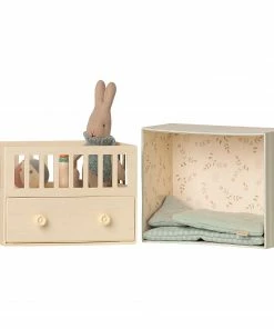 Maileg Baby Room Set with Micro Rabbit - Mint Blue
