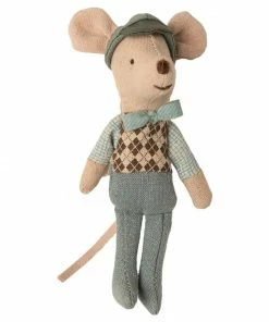 Maileg Little Brother Mouse with Yellow Car and Garage