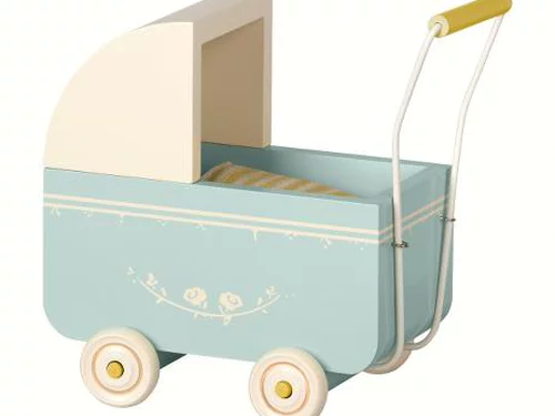 Maileg Blue Wooden Baby Pram for My Rabbits