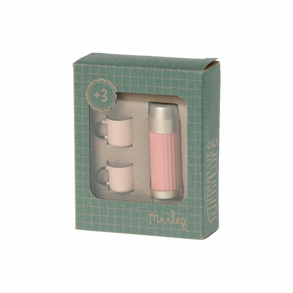 Maileg Thermos And Cups Miniature - Soft Coral