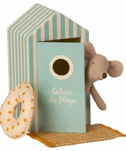 Maileg Little Brother Mouse In His Beach Cabin Toy