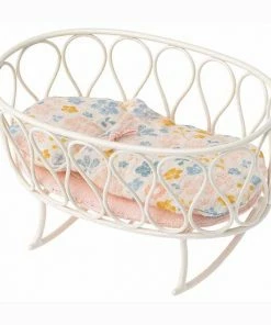 Maileg White Metal Crib with Sleeping Bag