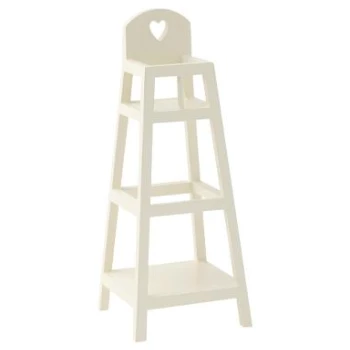 Maileg White Wooden High Chair with Small Carved Heart
