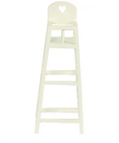 Maileg White Wooden High Chair with Small Carved Heart
