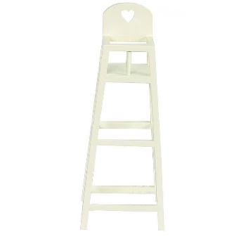 Maileg White Wooden High Chair with Small Carved Heart