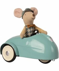 Maileg Mouse with vintage car and garage - Blue