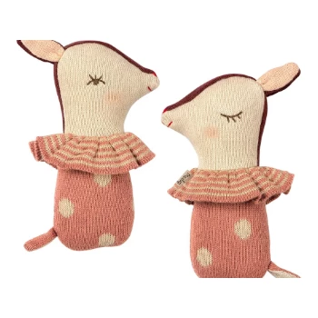 Maileg 14cm Pink Cotton and Polyester Bambi Rattle