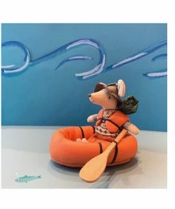 Maileg Hiker Big Brother Mouse in His Pneumatic Boat