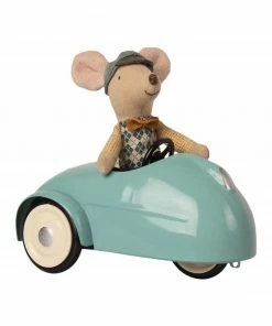 Maileg Mouse with Blue Car and Garage