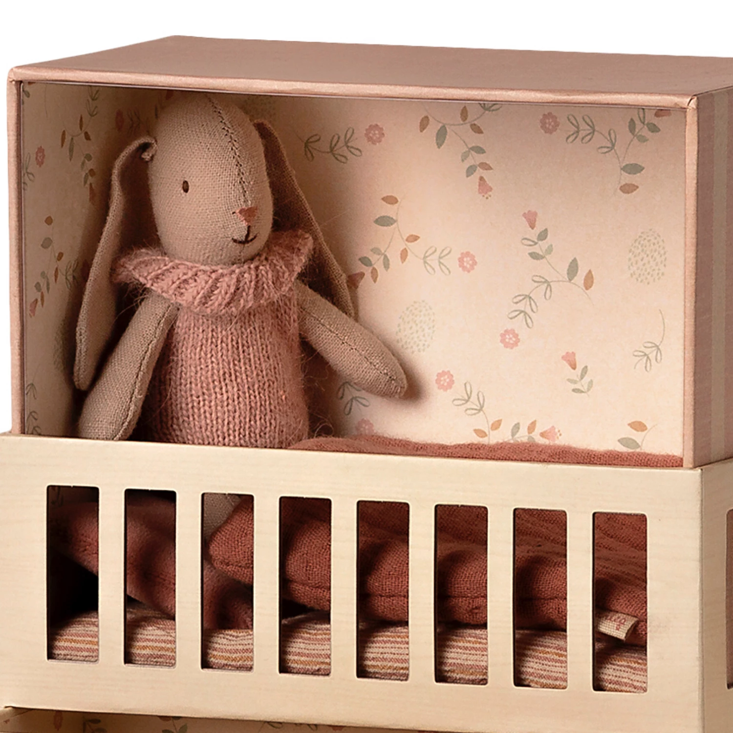 Maileg Baby Room Set with Micro Bunny - Rose Pink