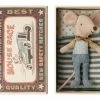 Maileg Cotton and Linen Little Brother Mouse in Box