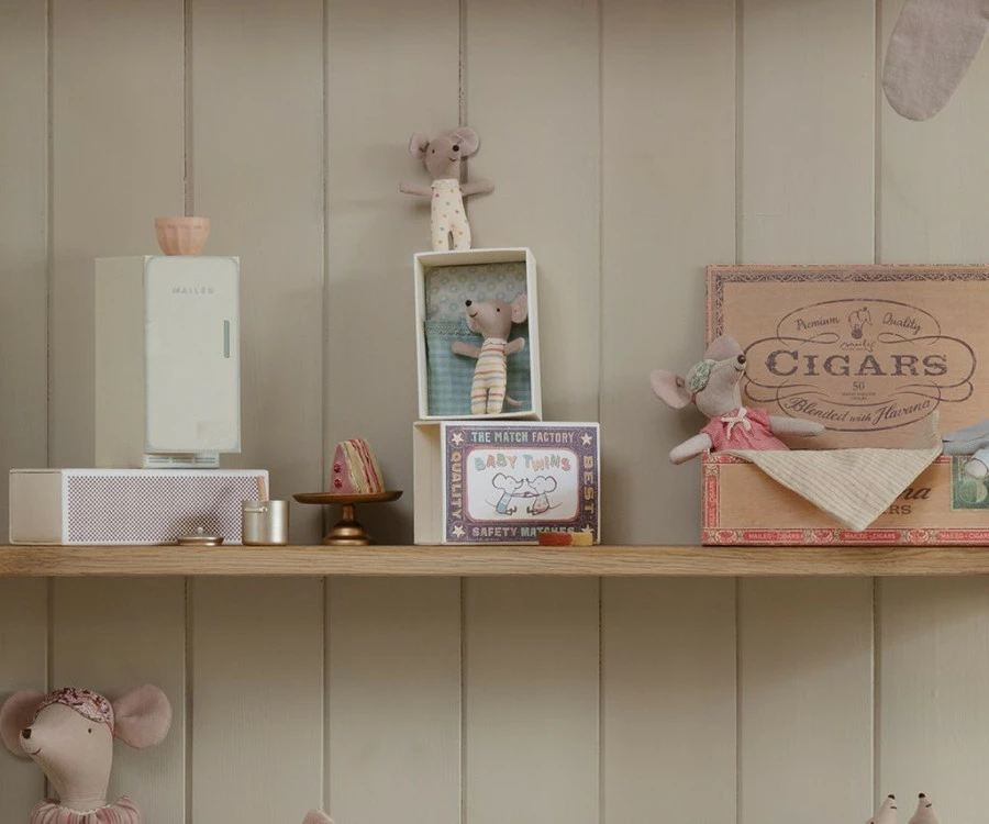 Maileg Baby Girl and Boy Twin Mice in Matchbox