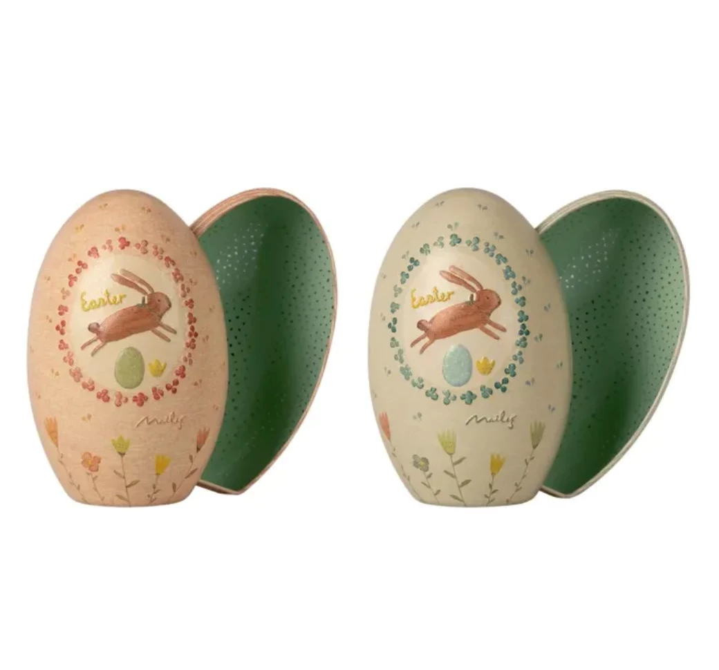 Maileg Metal Tin Easter Egg Pink Or Green