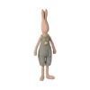 Maileg Size 4 Rabbit in Short Pale Teal Dungarees
