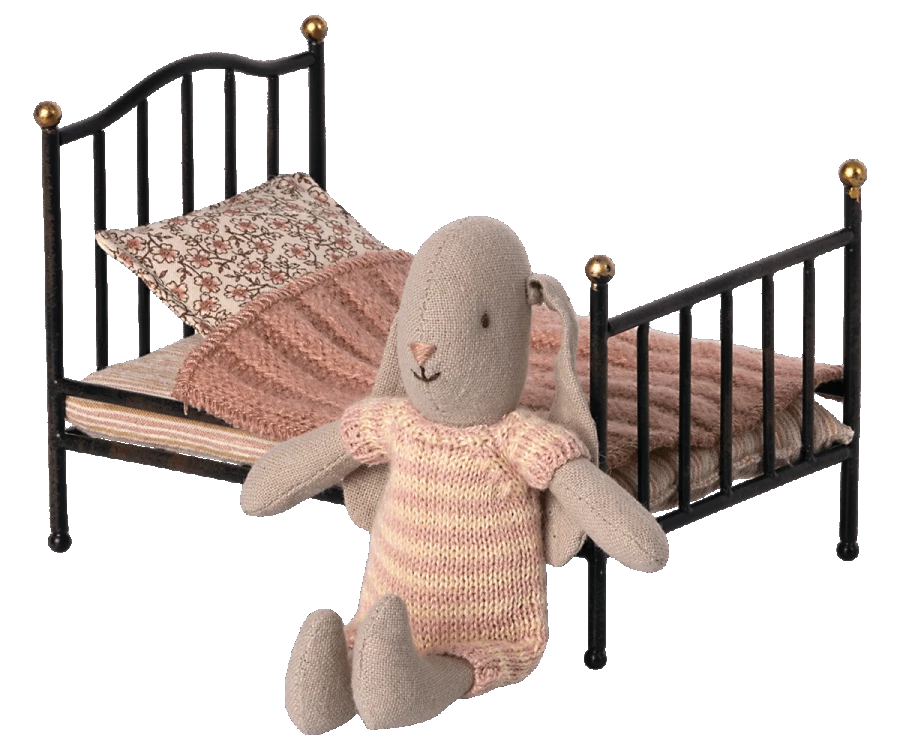 Maileg Vintage Bett Maus Anthrazite