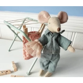 Maileg Mint Metal Clothesline with Tongs